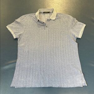 Ermenegildo ZEGNA sz L Blue Textured 3 button polo shirt